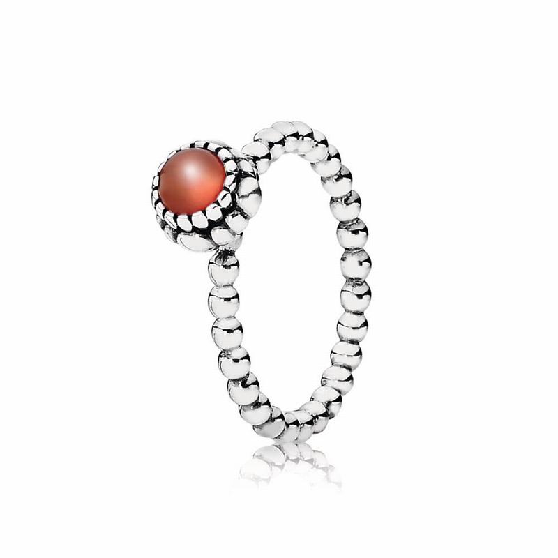 Pandora Birthday Blooms Ring July Ireland - Sterling Silver/Orange/Carnelian - 672098UXK